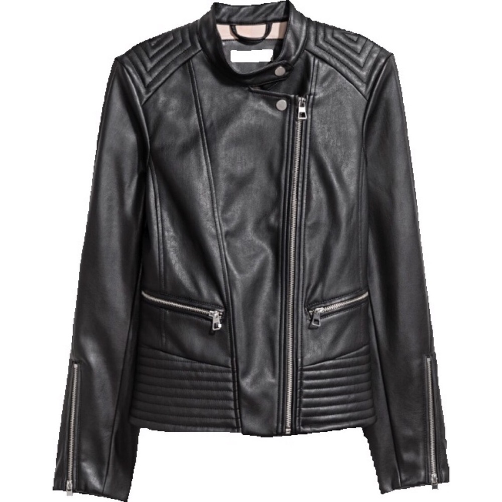 Black Faux Leather Jacket/Biker Jacket